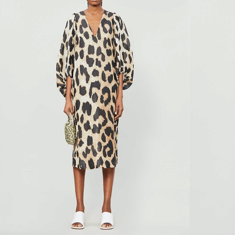 GANNI Leopard Midi Dress